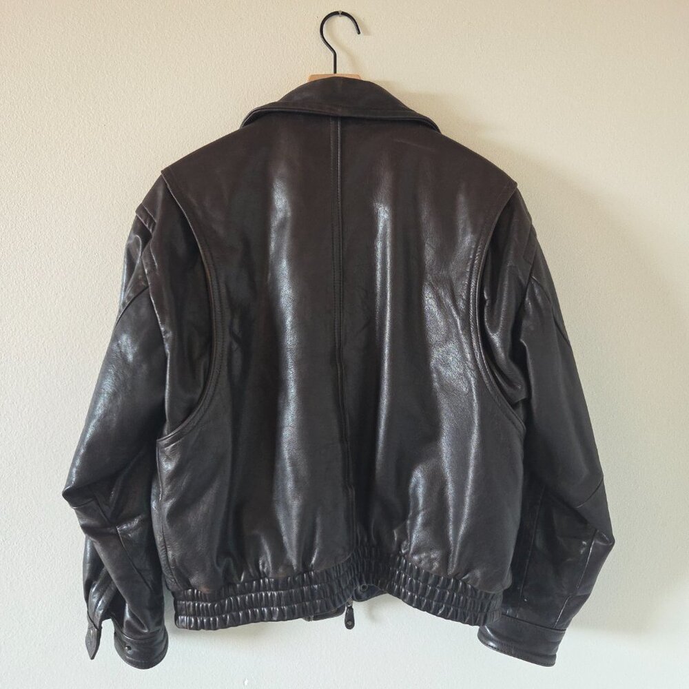 Banana Republic Vintage Leather Bomber Jacket made in Korea Size 40 - Picture 8 of 11